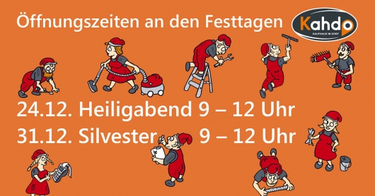 Kahdo-Öffnungszeiten an Heiligabend und Silvester 2019